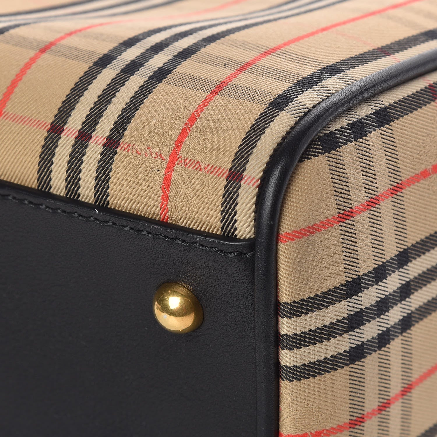 Burberry Smooth Calfskin 1983 Knight Check Link Bowling Bag Black 11 of 11