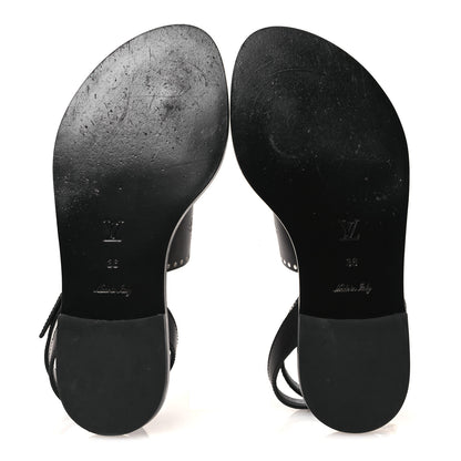Louis Vuitton Soft Calfskin Perforated Horizon Flat Sandals 36 Black 7 of 12