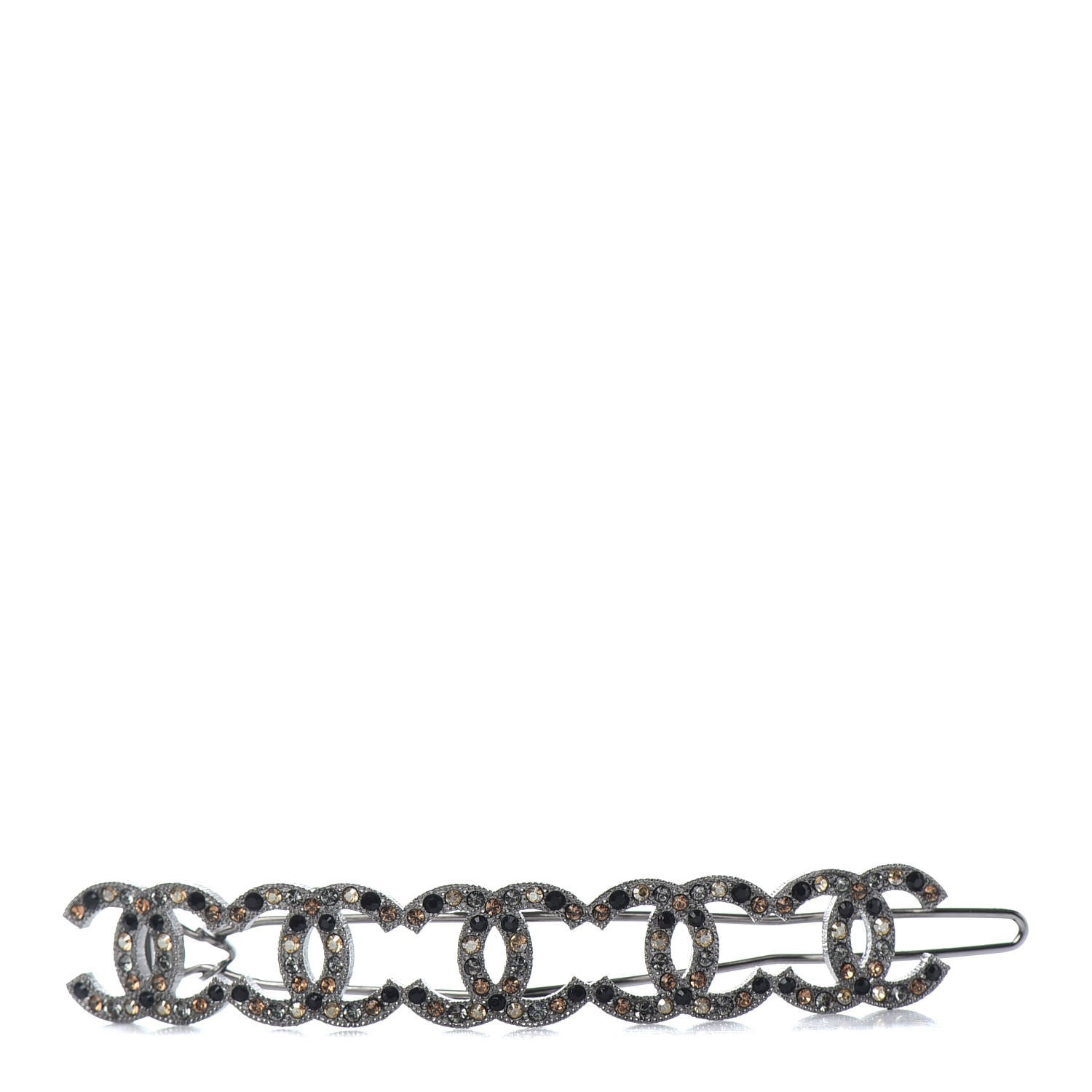 Chanel Crystal CC Hair Clip Barrette Ruthenium 1 of 3