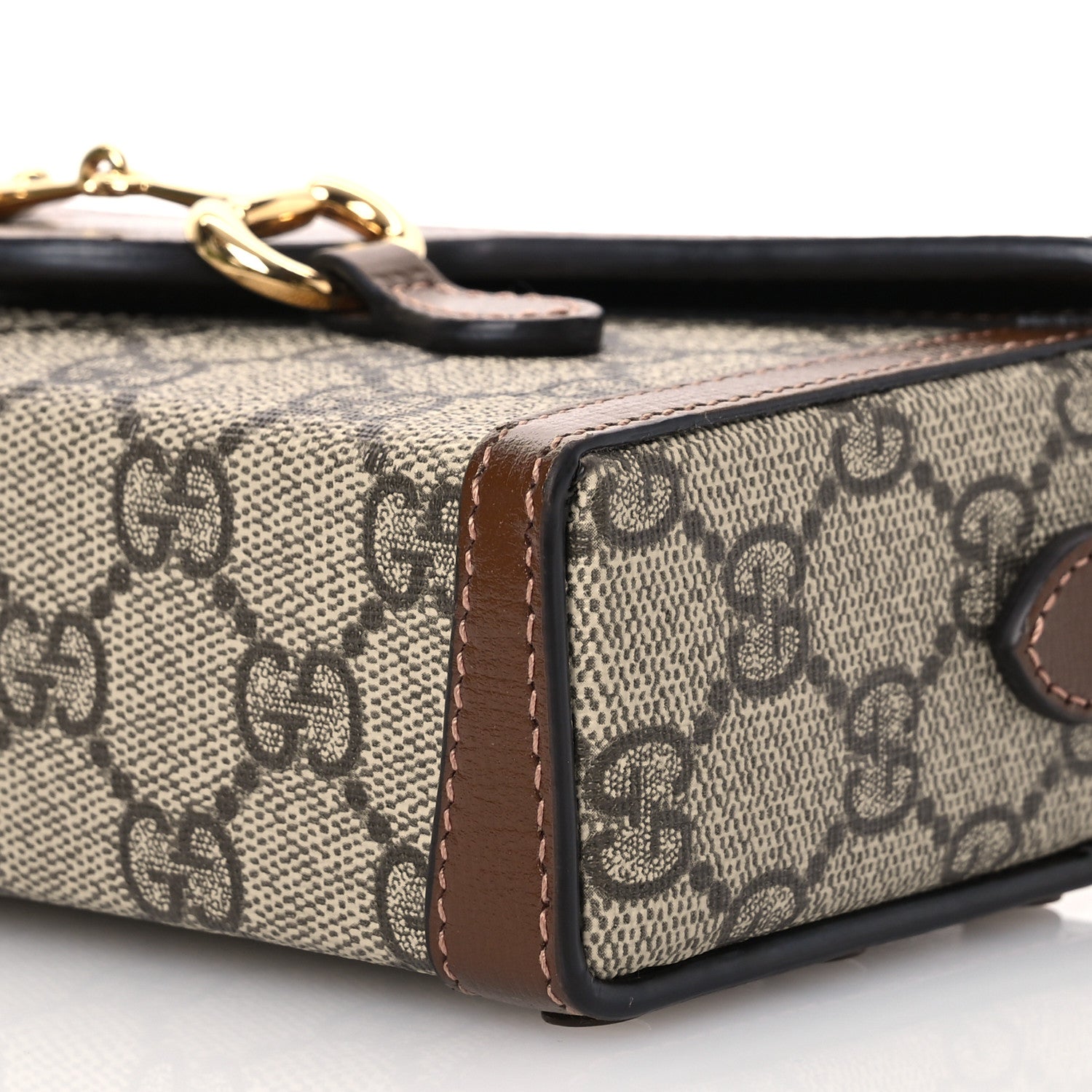 Gucci GG Supreme Monogram Mini Horsebit 1955 Shoulder Bag Beige Brown Sugar 10 of 14