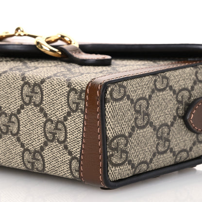 Gucci GG Supreme Monogram Mini Horsebit 1955 Shoulder Bag Beige Brown Sugar 10 of 14
