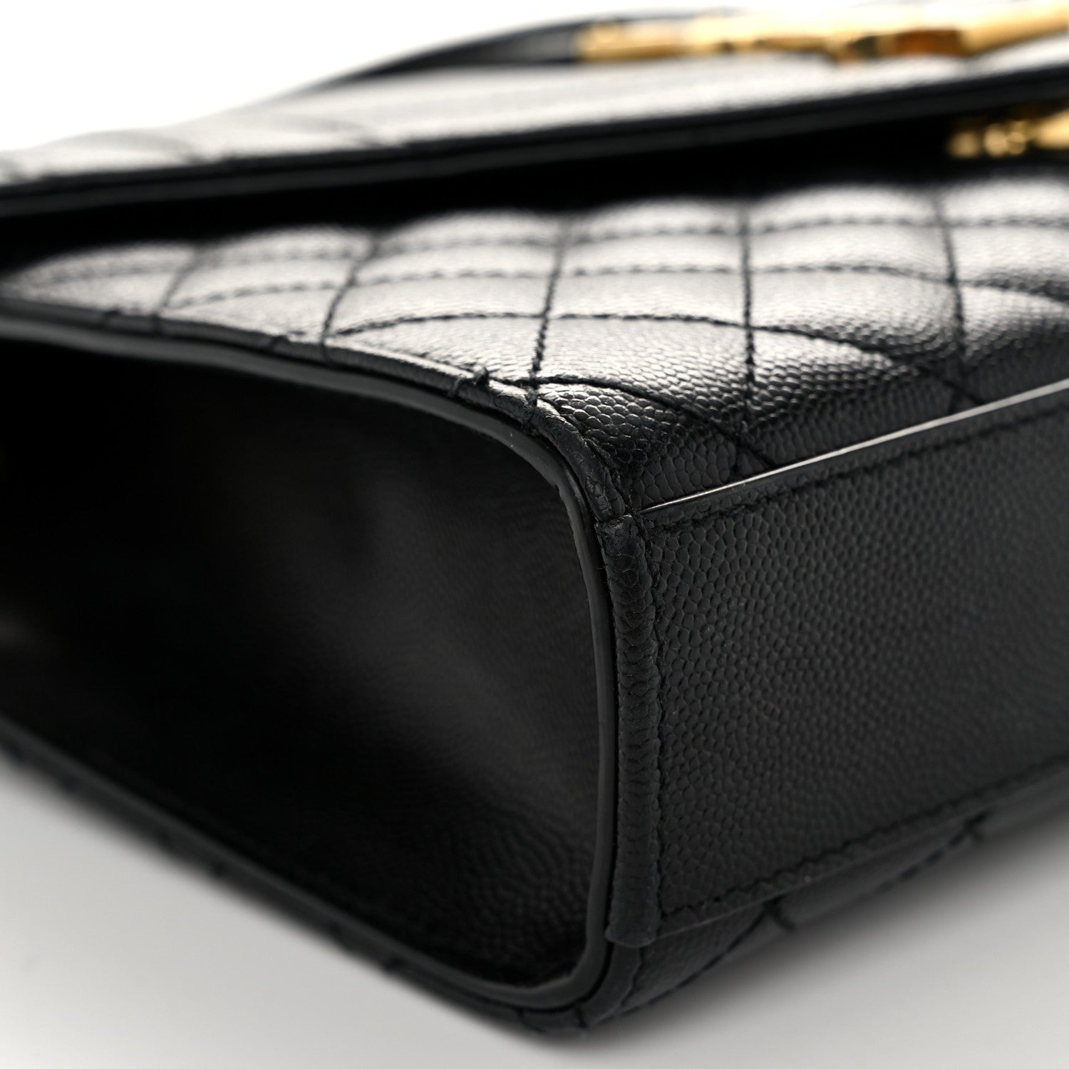 Saint Laurent Grain De Poudre Textured Mixed Matelasse Triquilt Medium Monogram Satchel Black 8 of 9