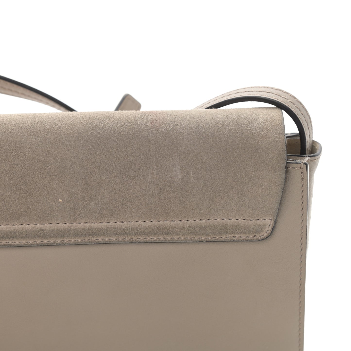 Suede Calfskin Small Faye Shoulder Bag Motty Grey