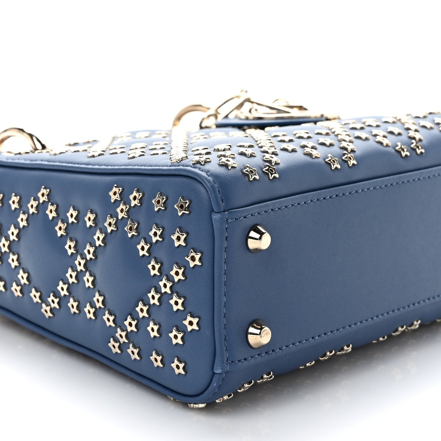 Lambskin Cannage Lucky Star Studded Mini Lady Dior Denim Blue