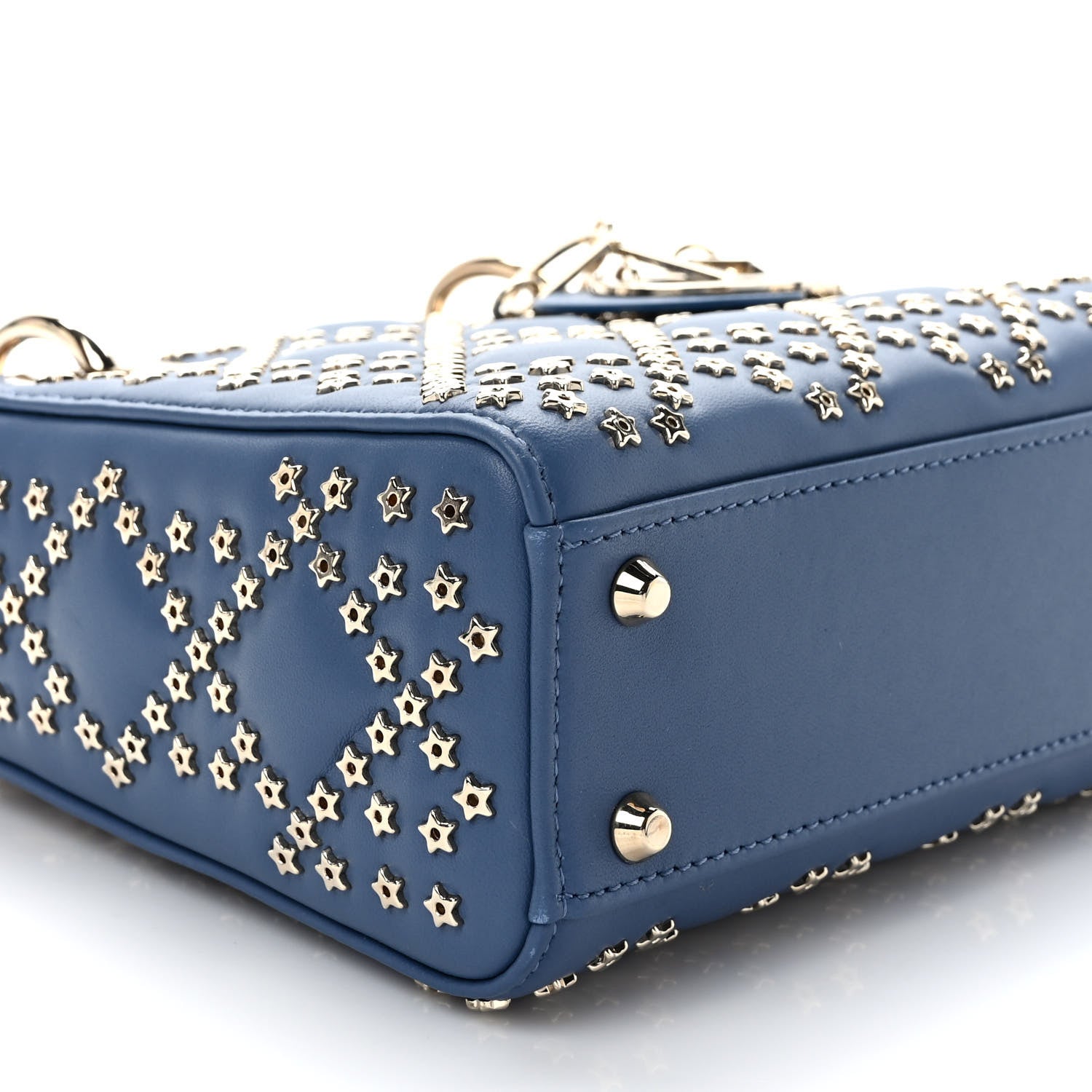 Christian Dior Lambskin Cannage Lucky Star Studded Mini Lady Dior Denim Blue 7 of 9