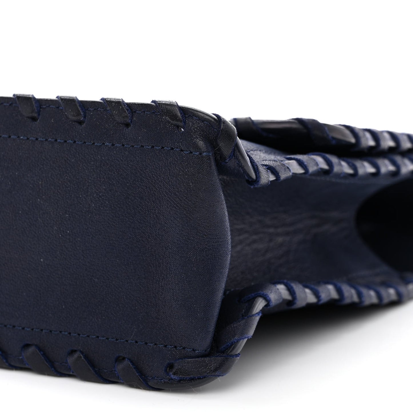 Iridescent Calfskin Small Happy Stitch Flap Navy