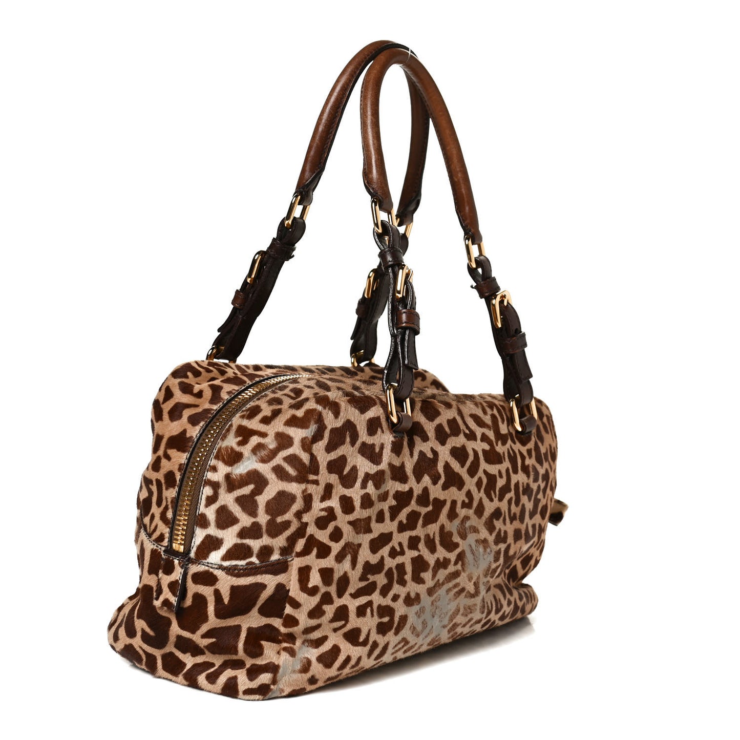 Calf Hair Giraffe Print Tote Sabbia Moro