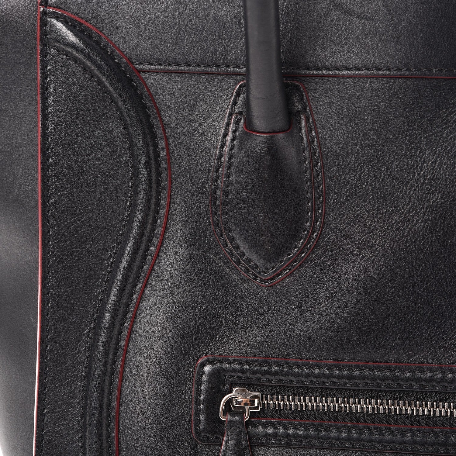 Celine Smooth Calfskin Mini Luggage Black Pink Trim 9 of 27