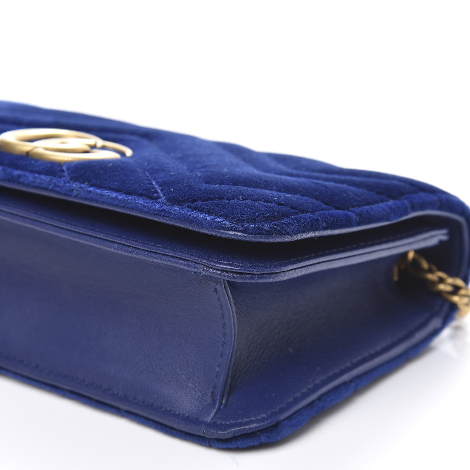 Gucci Velvet Matelasse GG Marmont Mini Bag Cobalt Blue 9 of 11