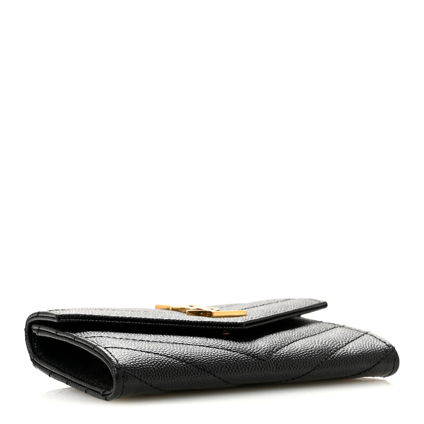 Grain De Poudre Matelasse Chevron Small Monogram Envelope Wallet Black