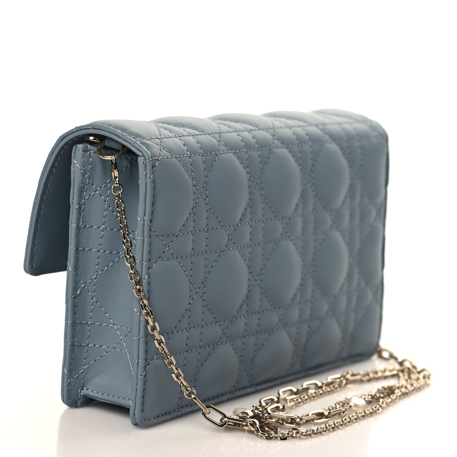 Christian Dior Lambskin Cannage Lady Dior Chain Pouch Cloud Blue 2 of 8