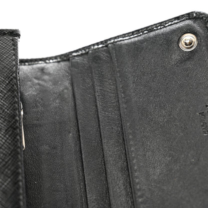 Prada Saffiano Vernice Crystal Studded Flap Wallet Black 8 of 14