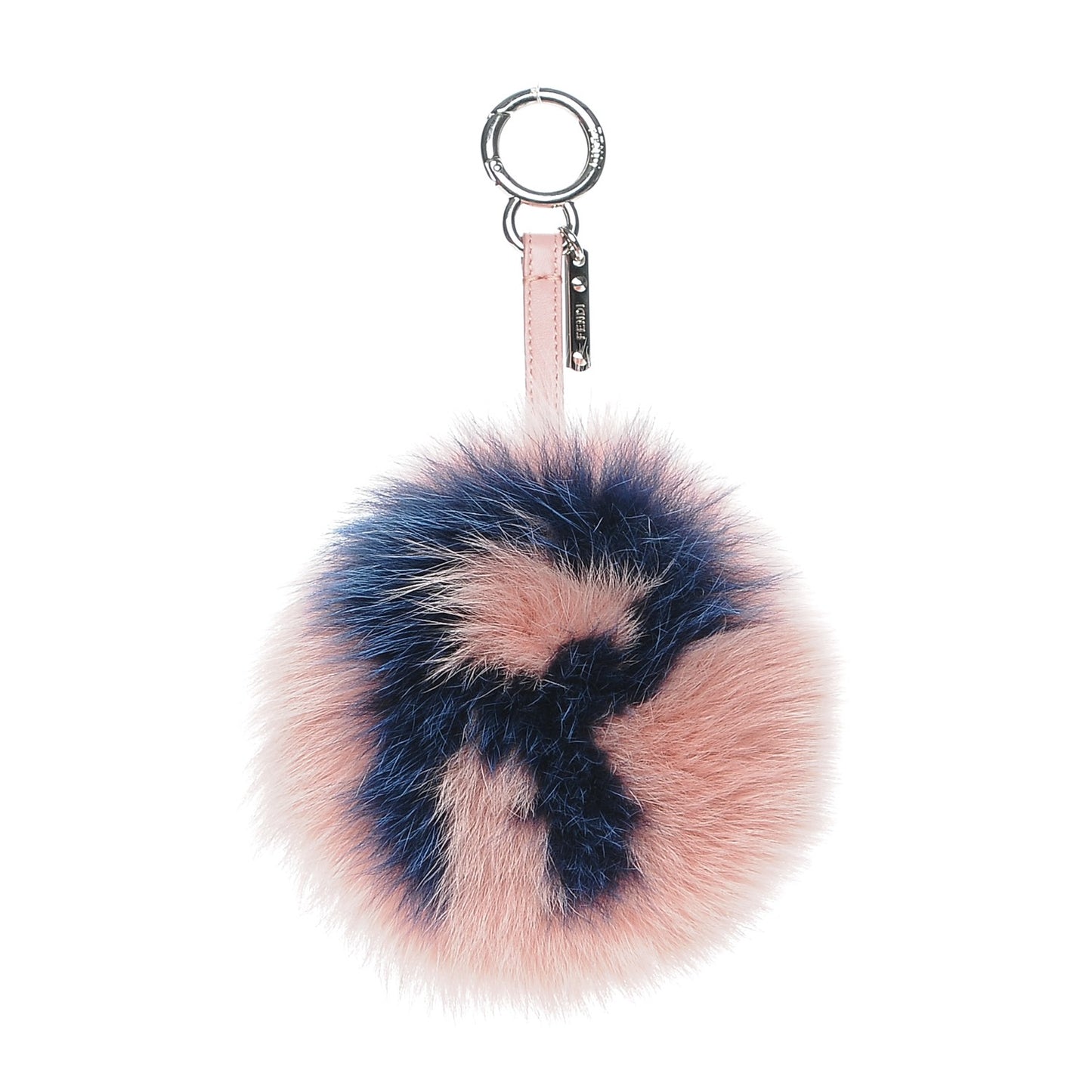 Fox Fur Shiny Nappa Bi-Color R ABCharm Bag Charm Rosa Chiaro Blue Bubblegum