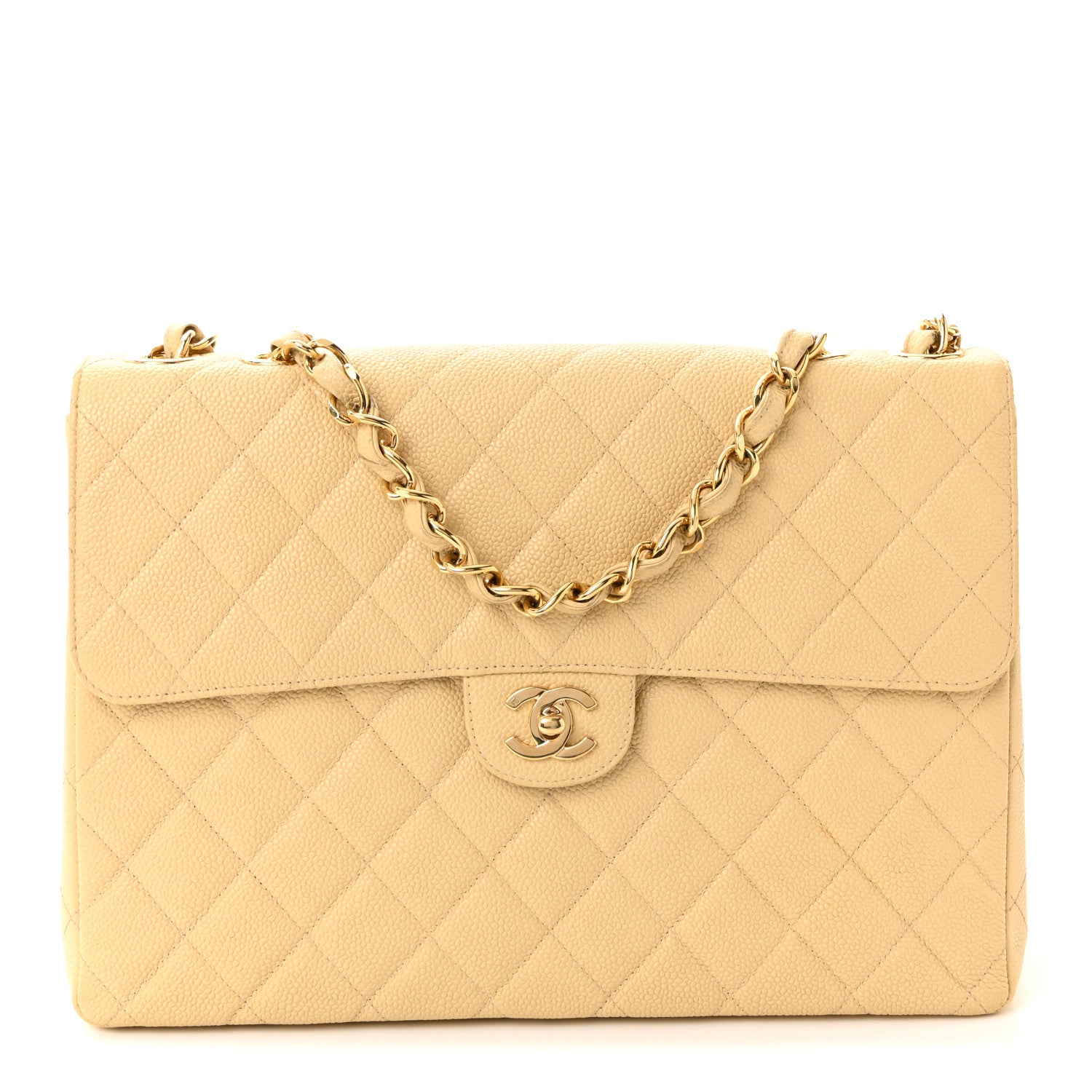Chanel Caviar Quilted Jumbo Single Flap Beige 1 of 11