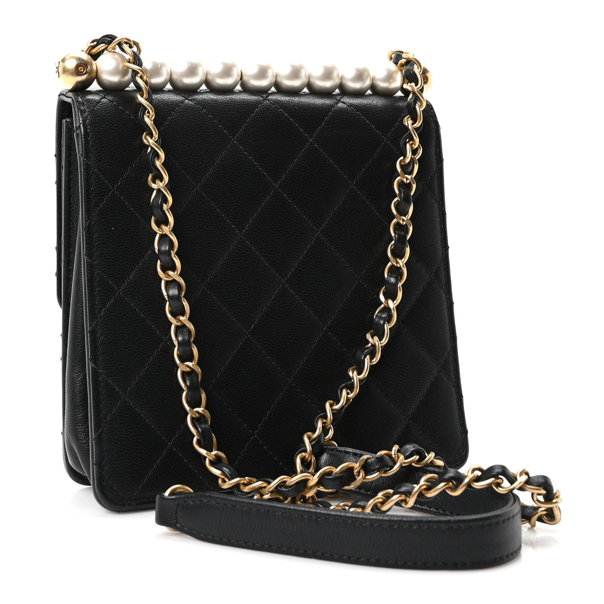 Chanel Lambskin Quilted Chic Pearls Flap Black 3 of 10