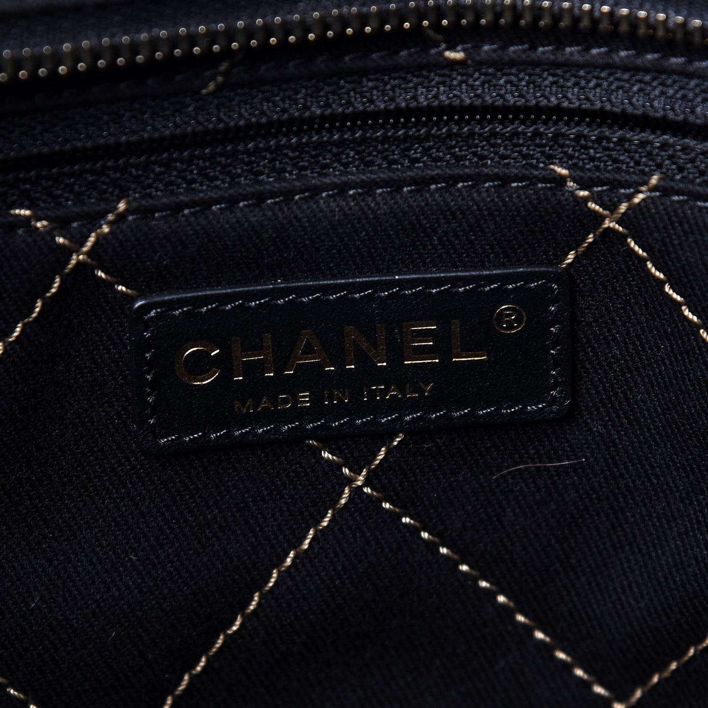 Grained Calfskin Large Shopping Fever Tote Gold