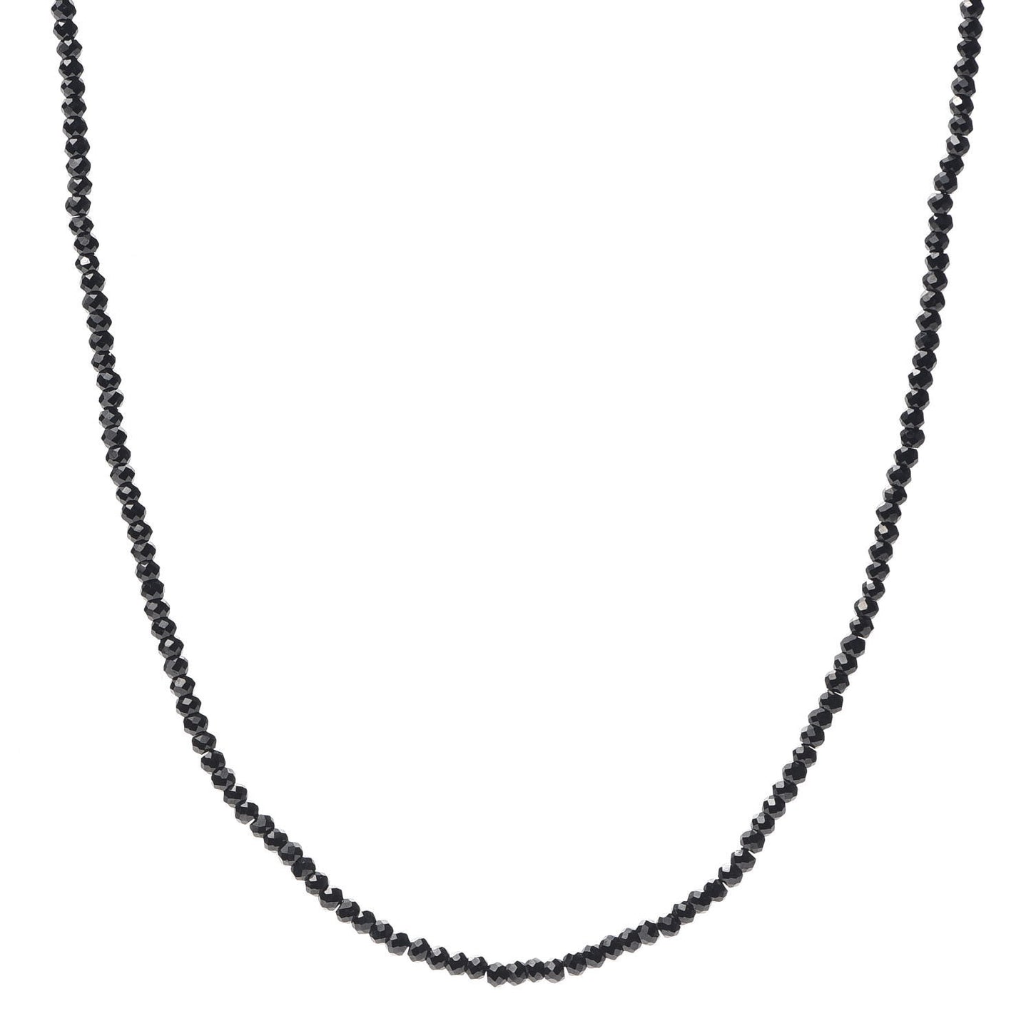 Sterling Silver Black Spinel Ziegfeld Bead Necklace