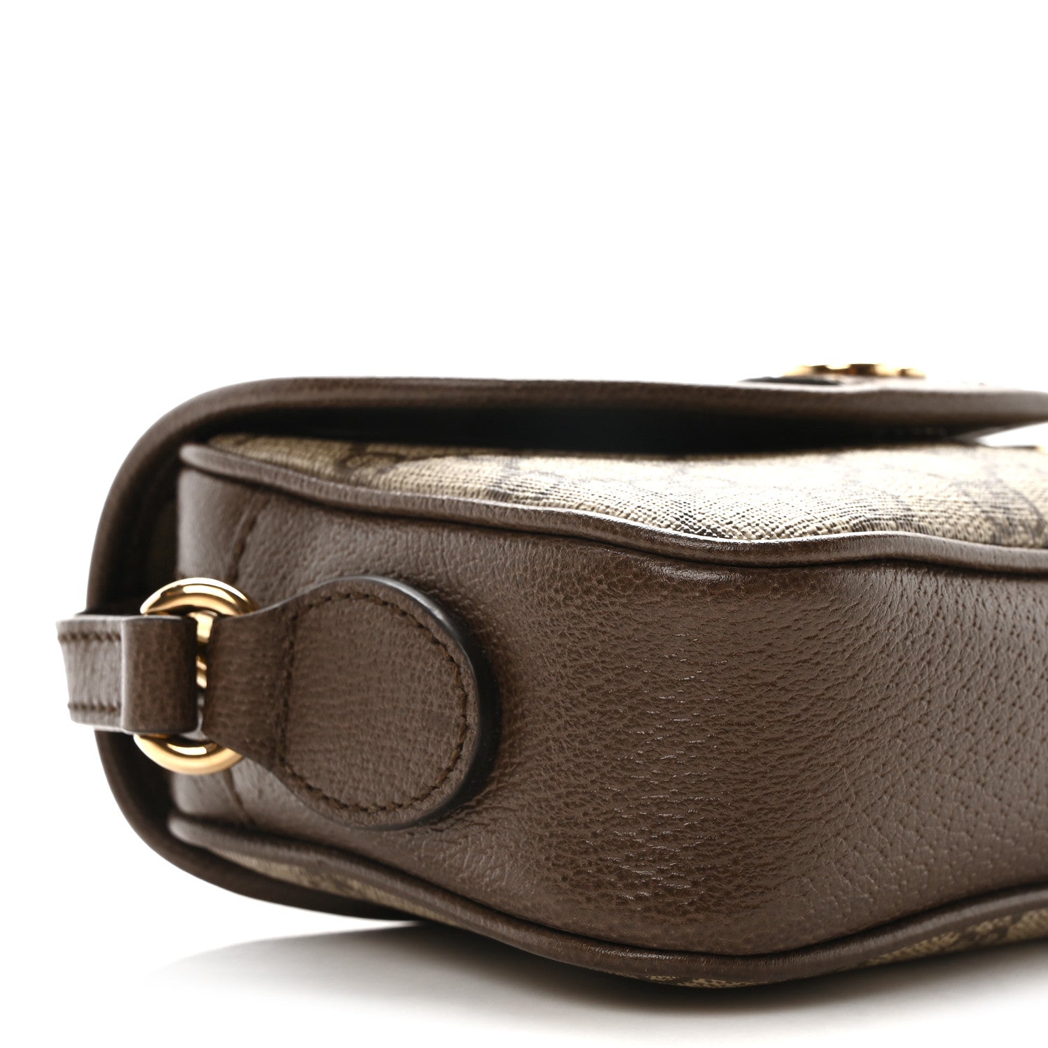 Gucci GG Supreme Monogram Textured Dollar Calfskin Mini Ophidia Flap Shoulder Bag Beige Ebony New Acero 9 of 11