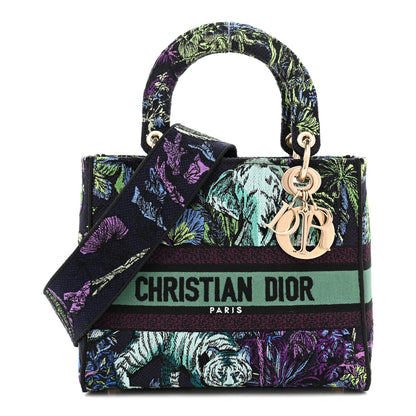 Christian Dior Toile de Jouy Voyage Embroidered Medium Lady D-Lite Blue Multicolor 1 of 13