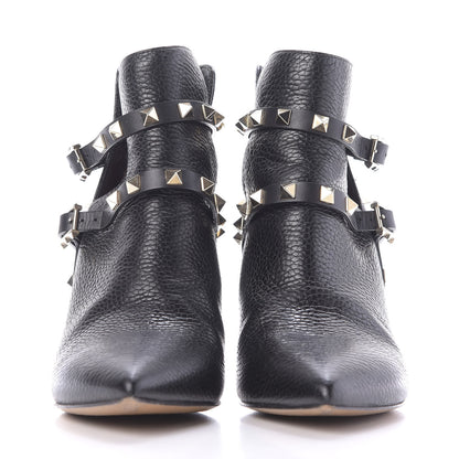 Valentino Garavani Pebbled Calfskin Rockstud Double Buckle 65mm Ankle Boots 36.5 Black 2 of 12