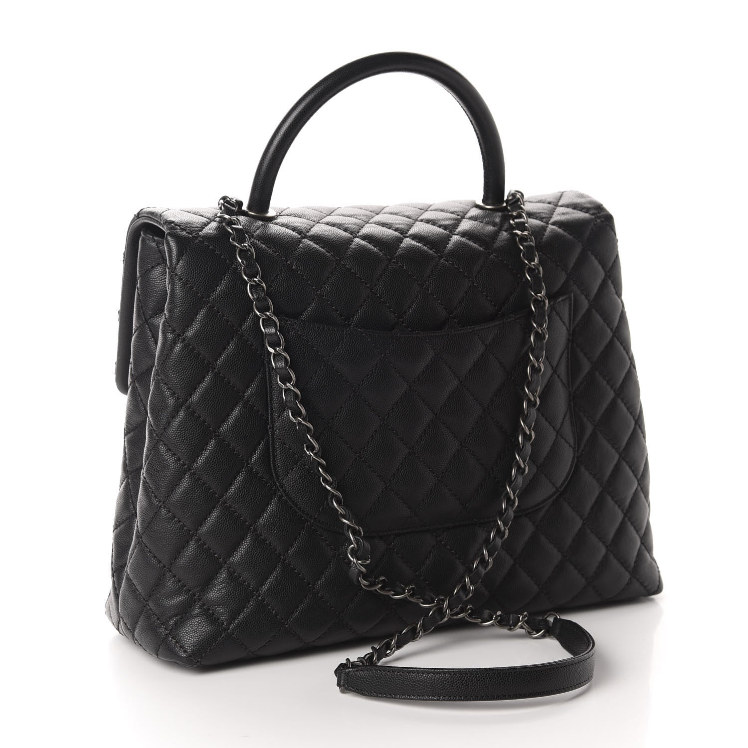 Chanel Caviar Quilted Large Coco Handle Flap Black 2 of 11