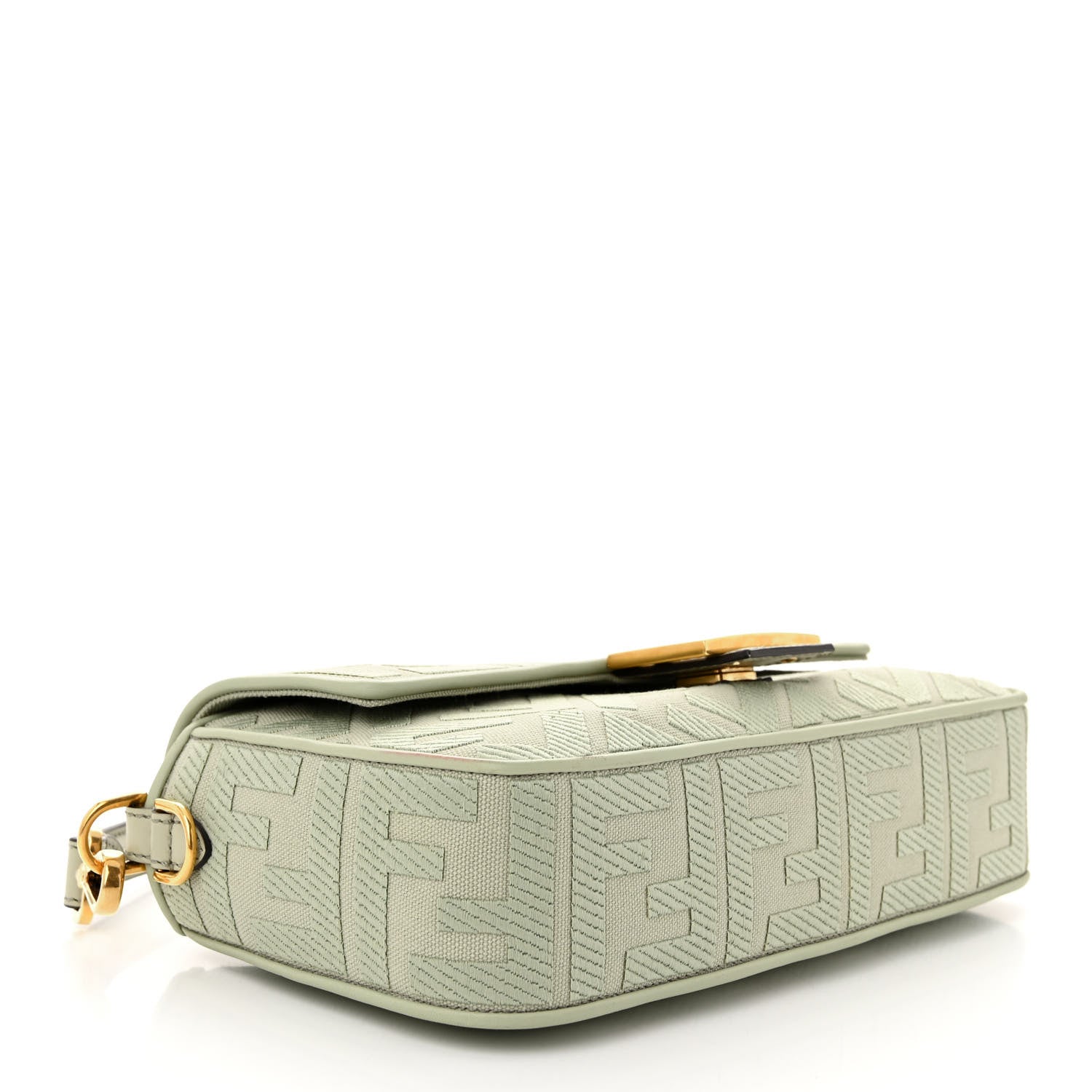 Fendi Canvas Vitello King FF Embroidered Baguette Green Tea 4 of 12