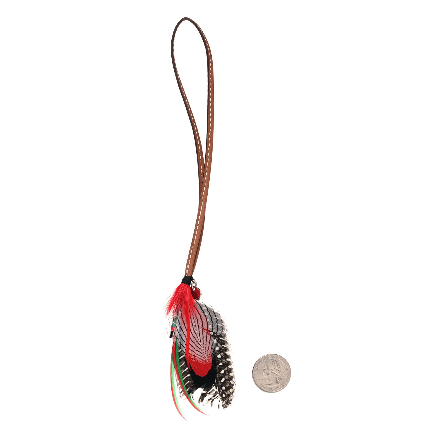 Hermes Feather Lucky Fishing Bag Charm Red 2 of 4
