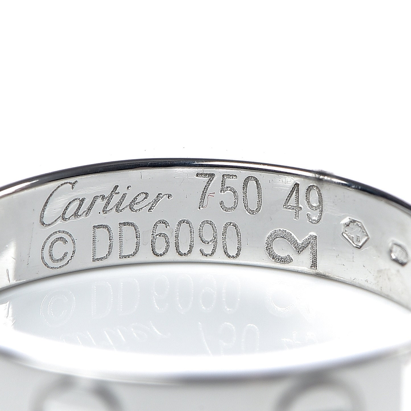 18K White Gold 3.5mm LOVE Wedding Band Ring 49 5