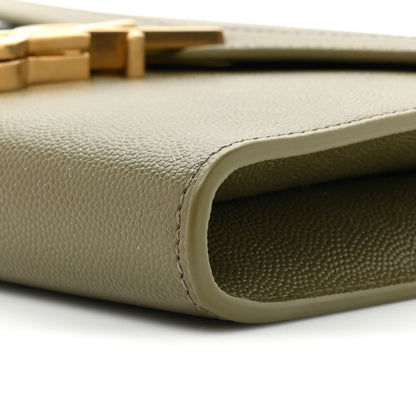 Saint Laurent Grain De Poudre Monogram Cassandra Chain Wallet Ver Kaki 9 of 10