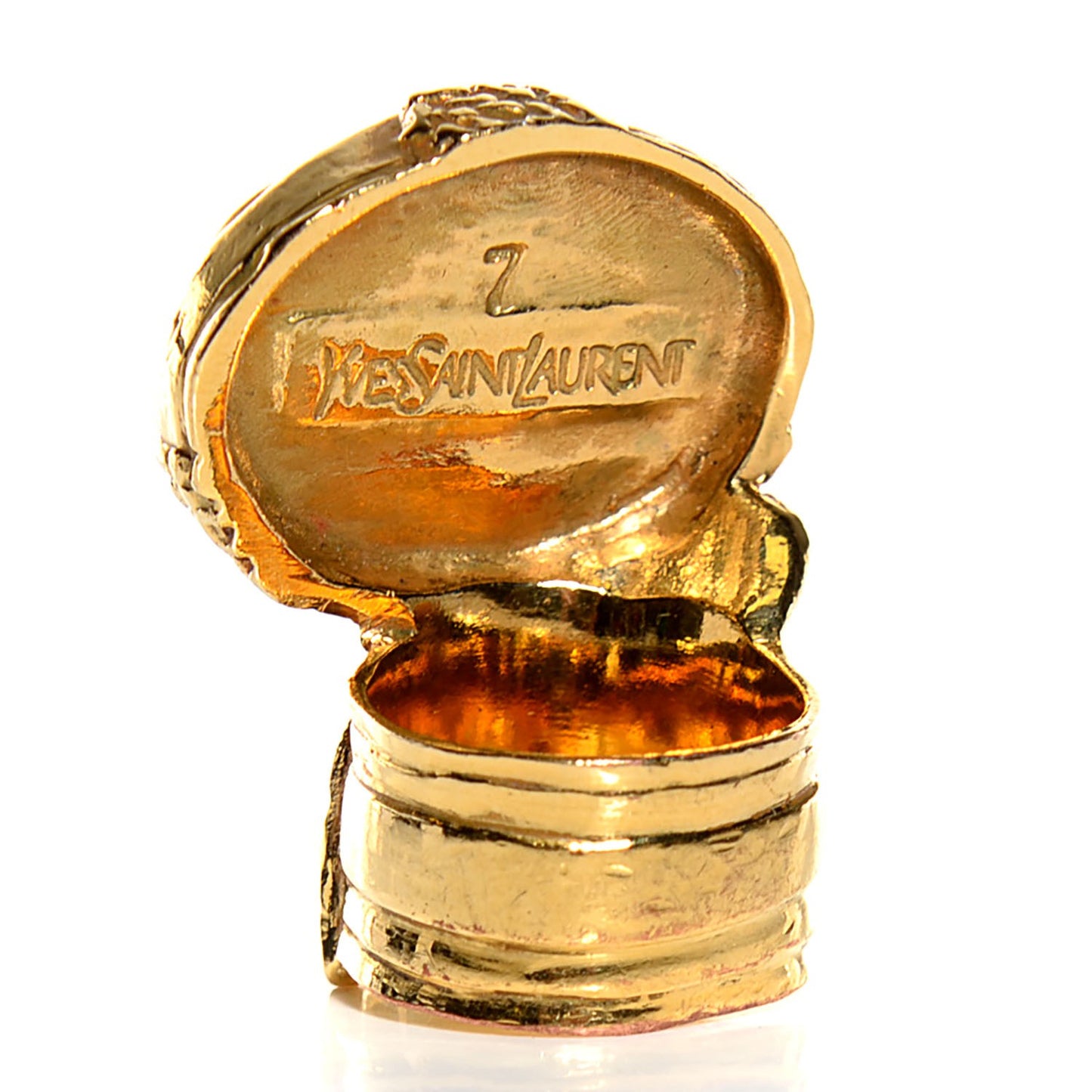 Glass Cabochon Arty Ovale Ring 6 Gold Coral