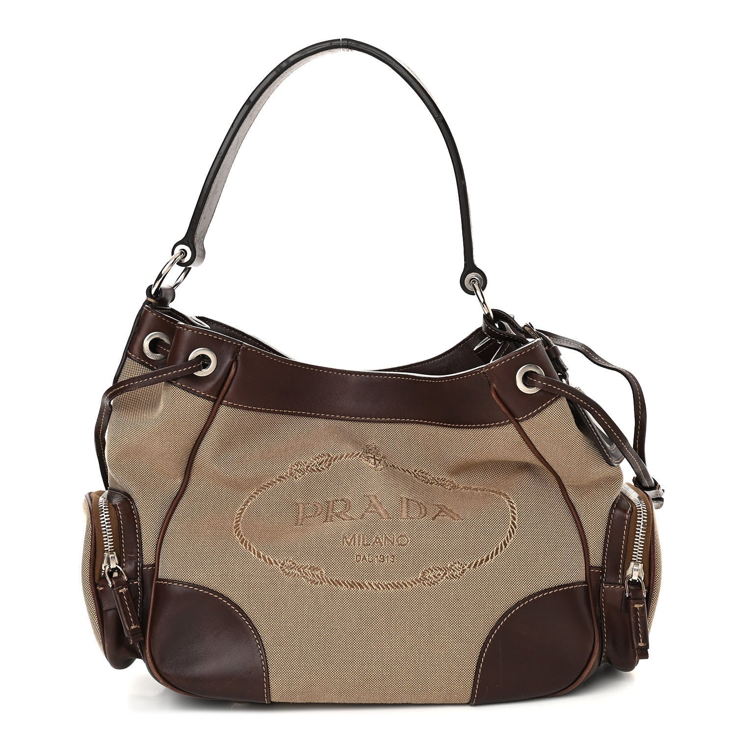 Prada Jacquard Logo Hobo Corda Bruciato 1 of 17