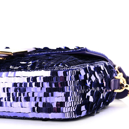 Fendi Sequin Paillettes Shiny Nappa Sex and the City Baguette Viola Purple Rain 9 of 9