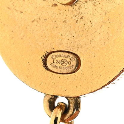 Chanel Metal Disc CC Drop Earrings Gold 4 of 5