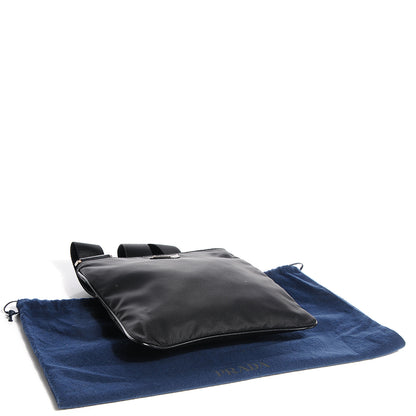 Prada Nylon Small Flat Messenger Bag Black 5 of 13