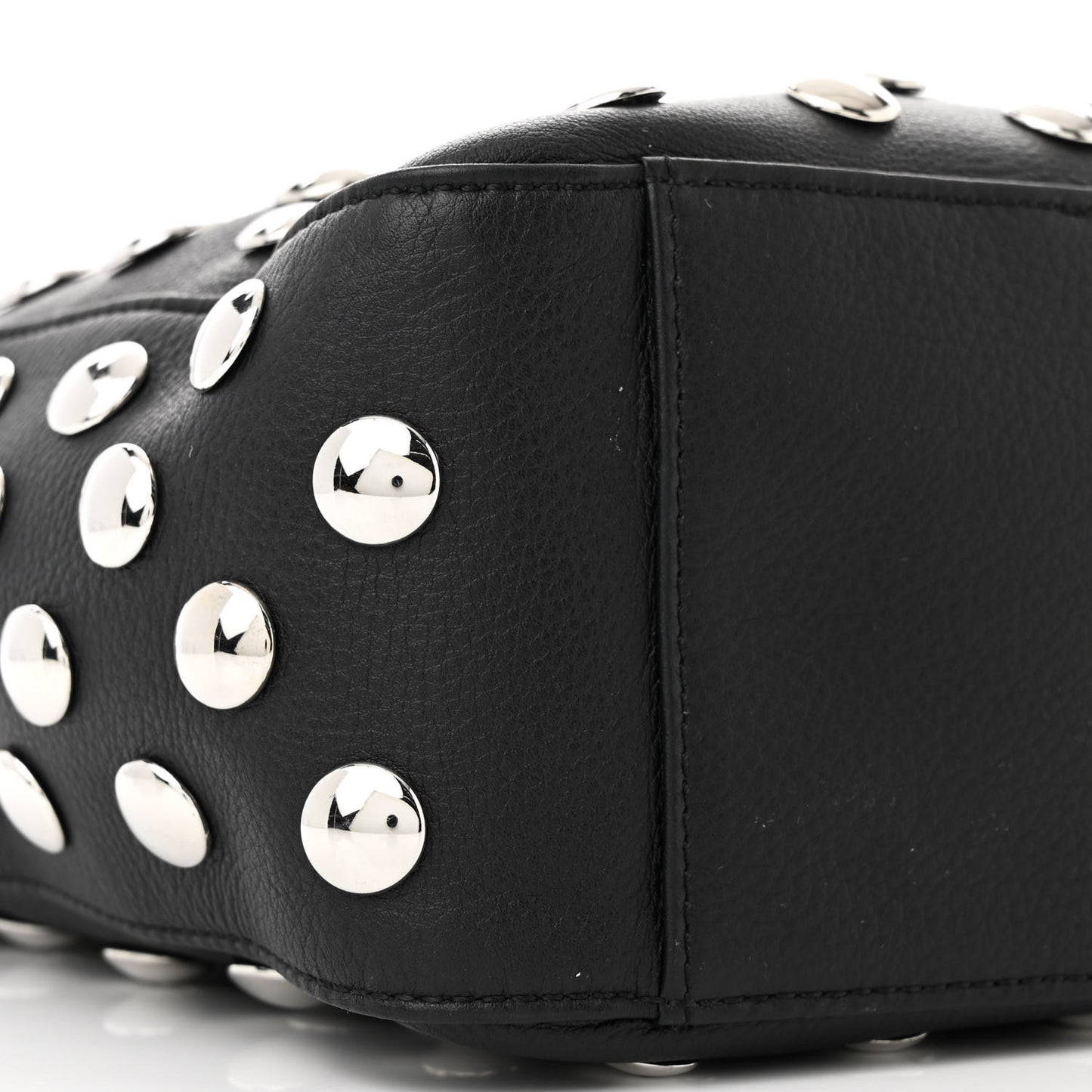 Pebbled Sport Calfskin Studded Elena Black