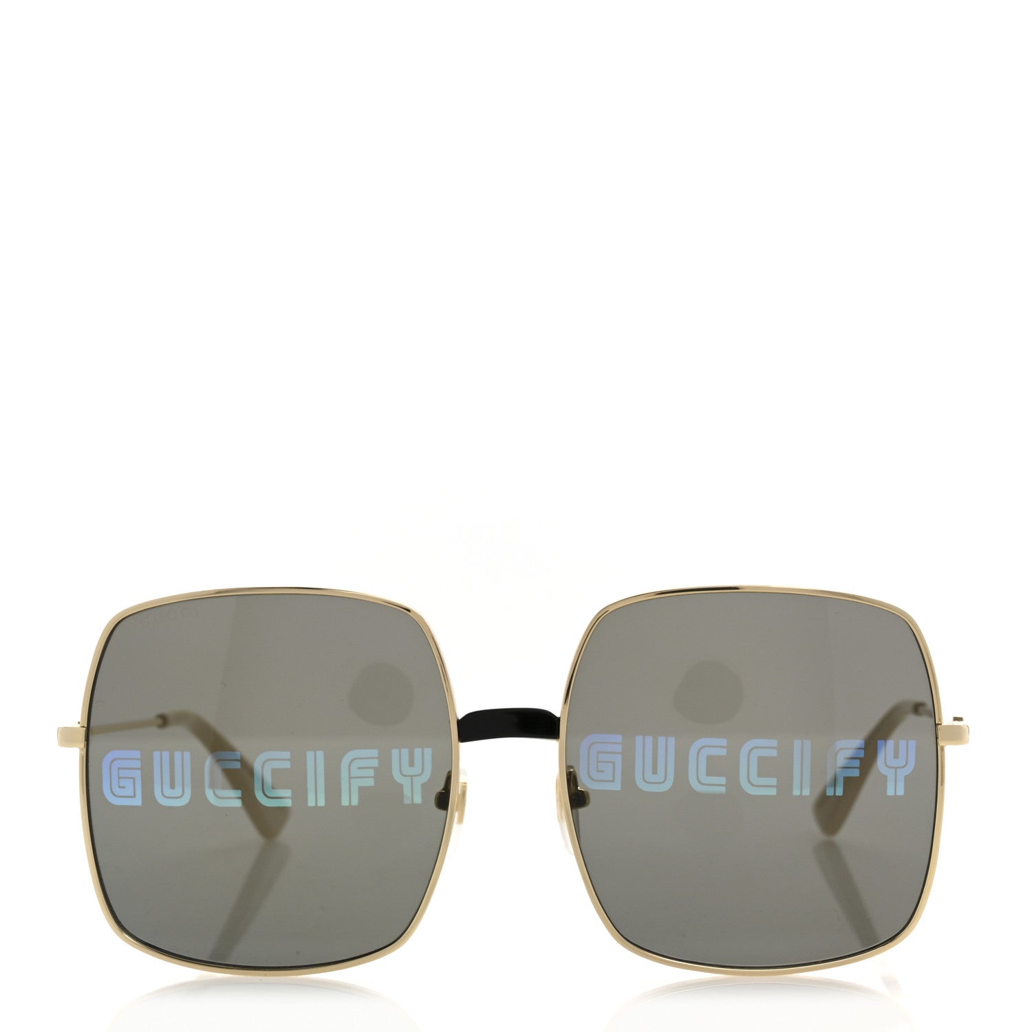 Gucci Metal Rectangular Guccify Frame Sunglasses GG0414S Gold 2 of 8