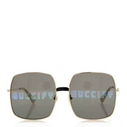Gucci Metal Rectangular Guccify Frame Sunglasses GG0414S Gold 2 of 8