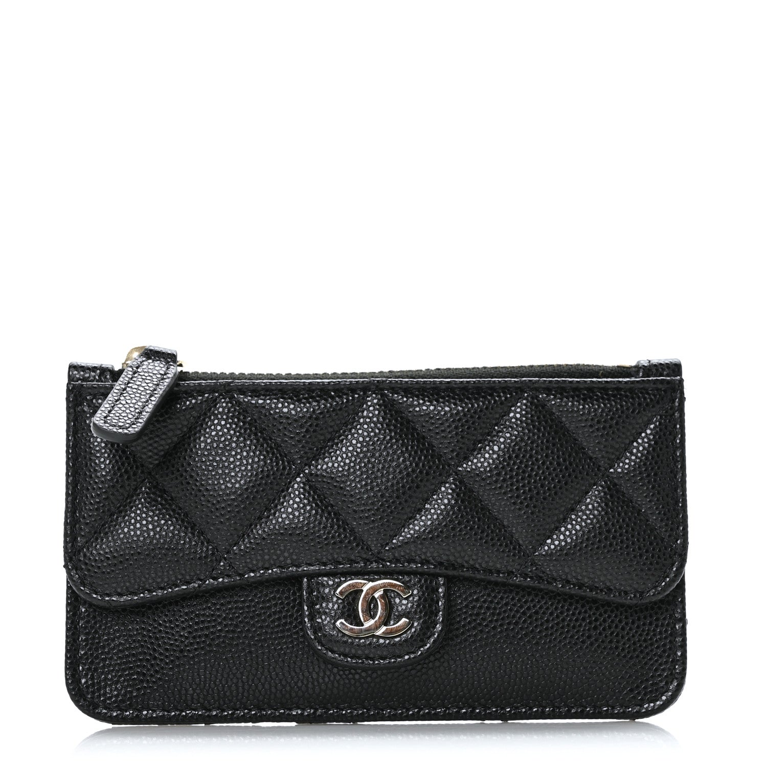 Chanel Caviar Quilted Flap Zip Card Holder Black 1 of 7
