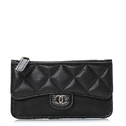 Chanel Caviar Quilted Flap Zip Card Holder Black 1 of 7