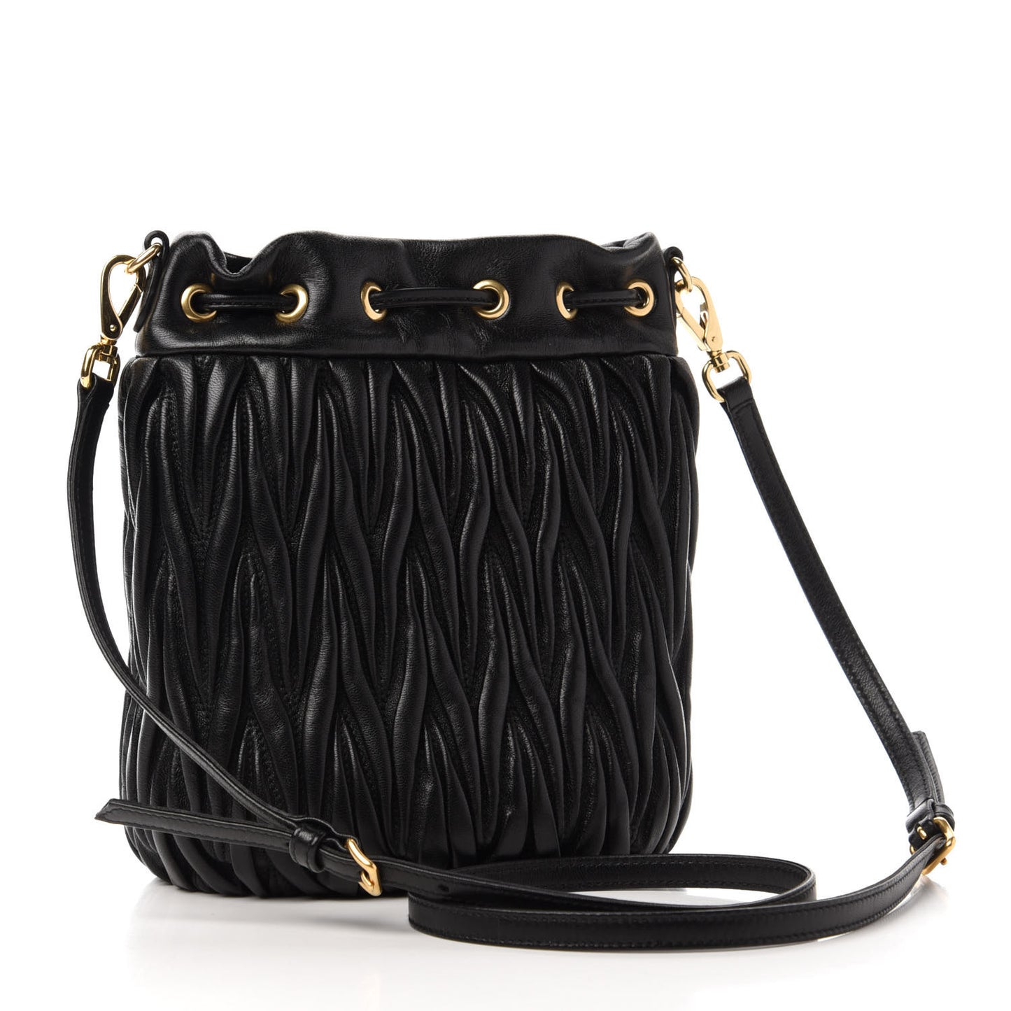 Nappa Matelasse Small Bucket Bag Black