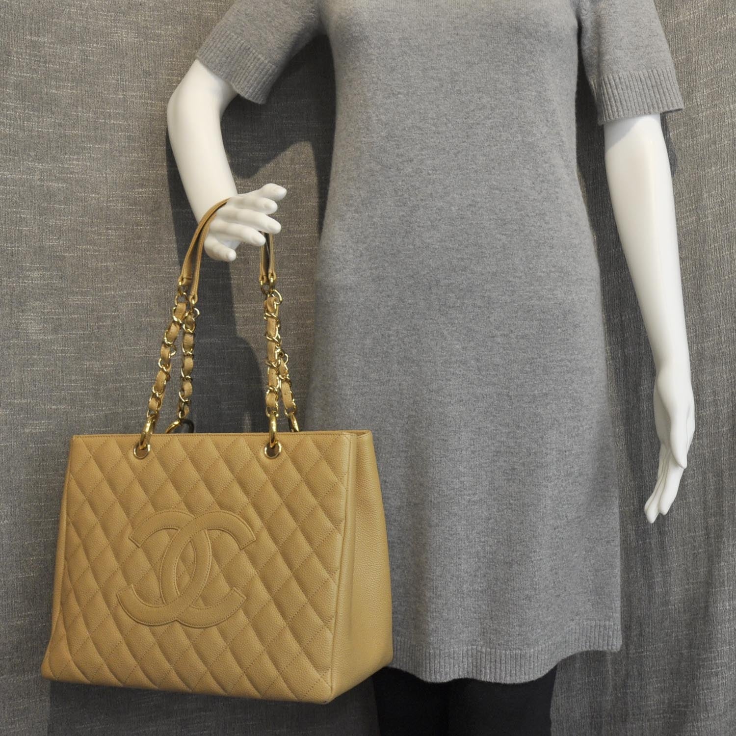 Chanel Caviar Quilted Grand Shopping Tote GST Beige 2 of 8