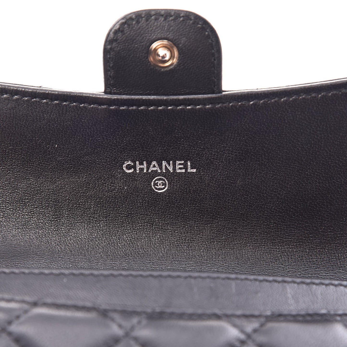 Lambskin Quilted Small Flap Wallet Black