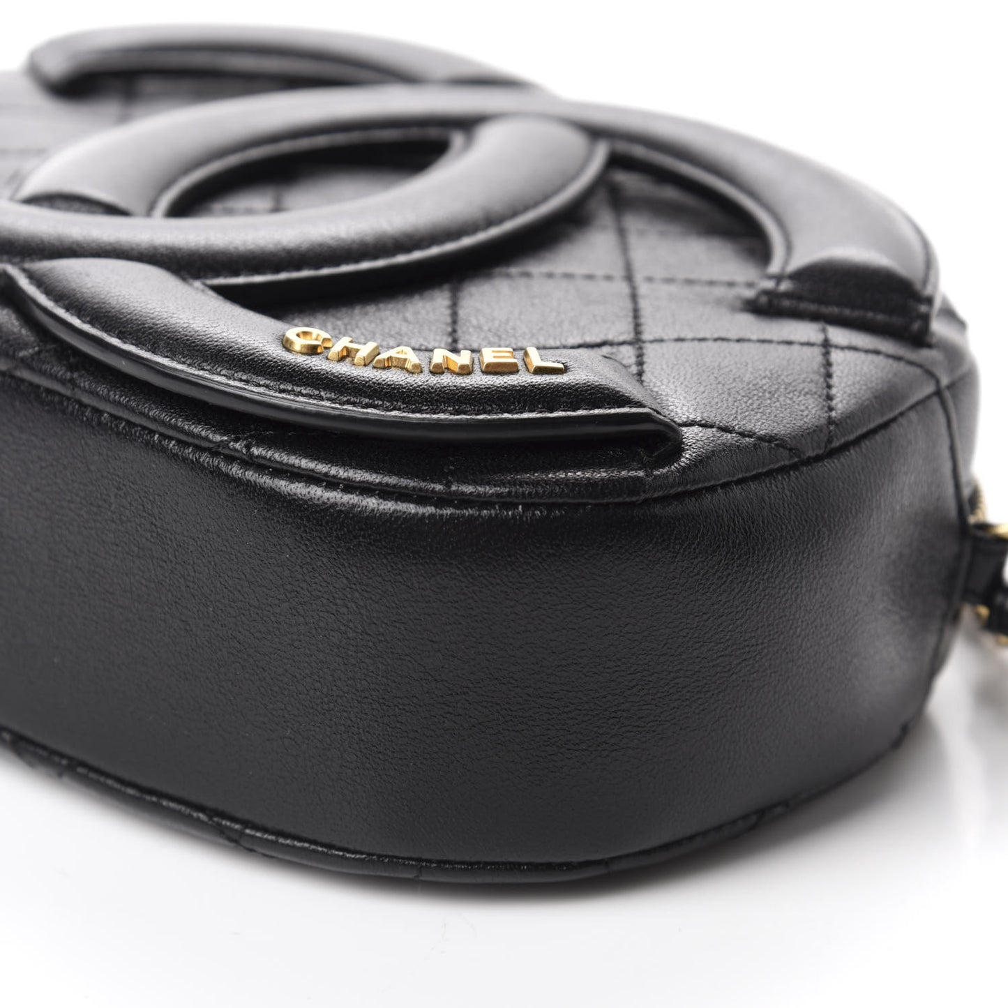 Lambskin Quilted Coco Midnight Camera Case Black