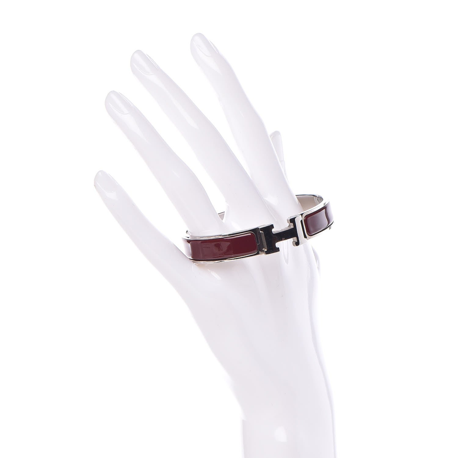 Hermes Enamel Narrow Clic Clac H Bracelet PM Burgundy 2 of 4