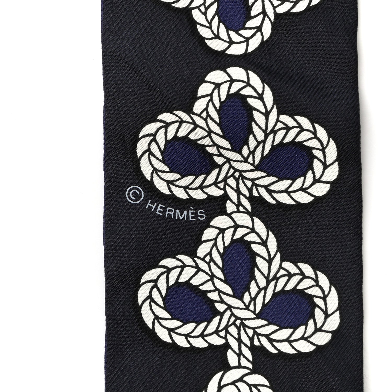 Hermes Silk Galons Et Brandebourg Twilly Indigo Rouge Vif Marine 3 of 4