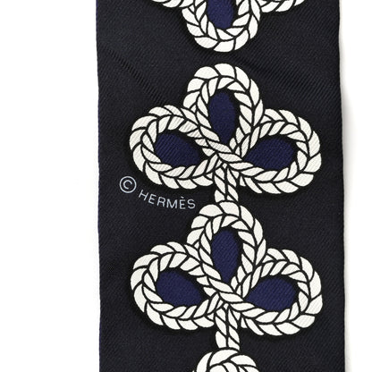 Hermes Silk Galons Et Brandebourg Twilly Indigo Rouge Vif Marine 3 of 4