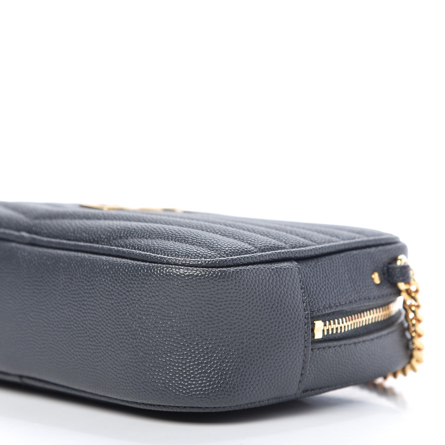 Saint Laurent Grain De Poudre Matelasse Monogram Mini Lou Camera Bag Dark Smog 7 of 9