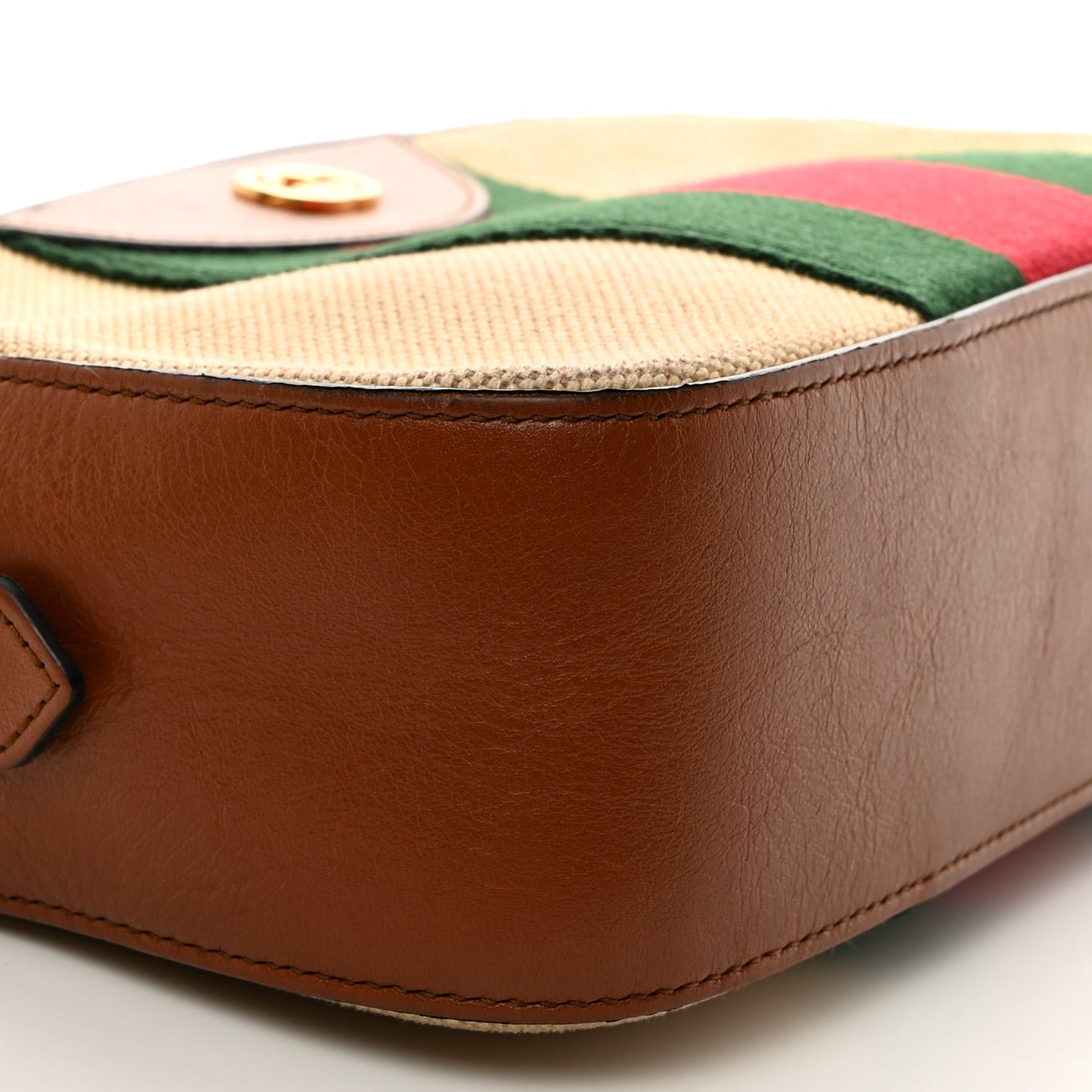 Vintage Canvas Web Shoulder Bag Sand Cuir