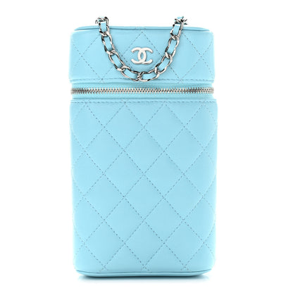 Chanel Lambskin Quilted Phone Holder With Chain Neon Blue 1 of 11