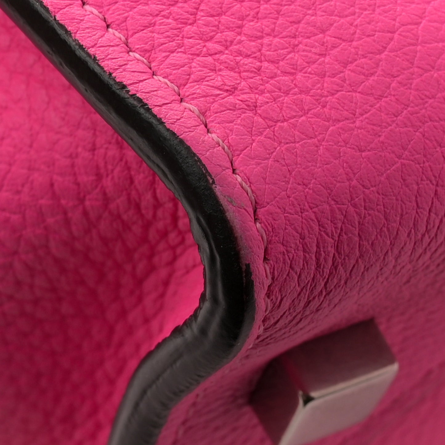 Drummed Calfskin Mini Luggage Fluo Pink
